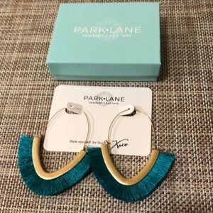 Park Lane Teal and Gold Hoop Earrings